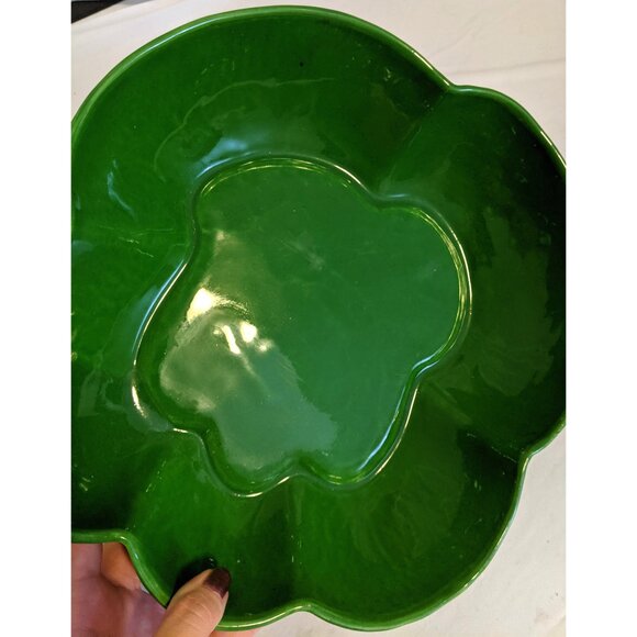 Vintage Colloma Made in Canada Signed Green Bowl Pottery Decor Serving 11 inch - Picture 6 of 7